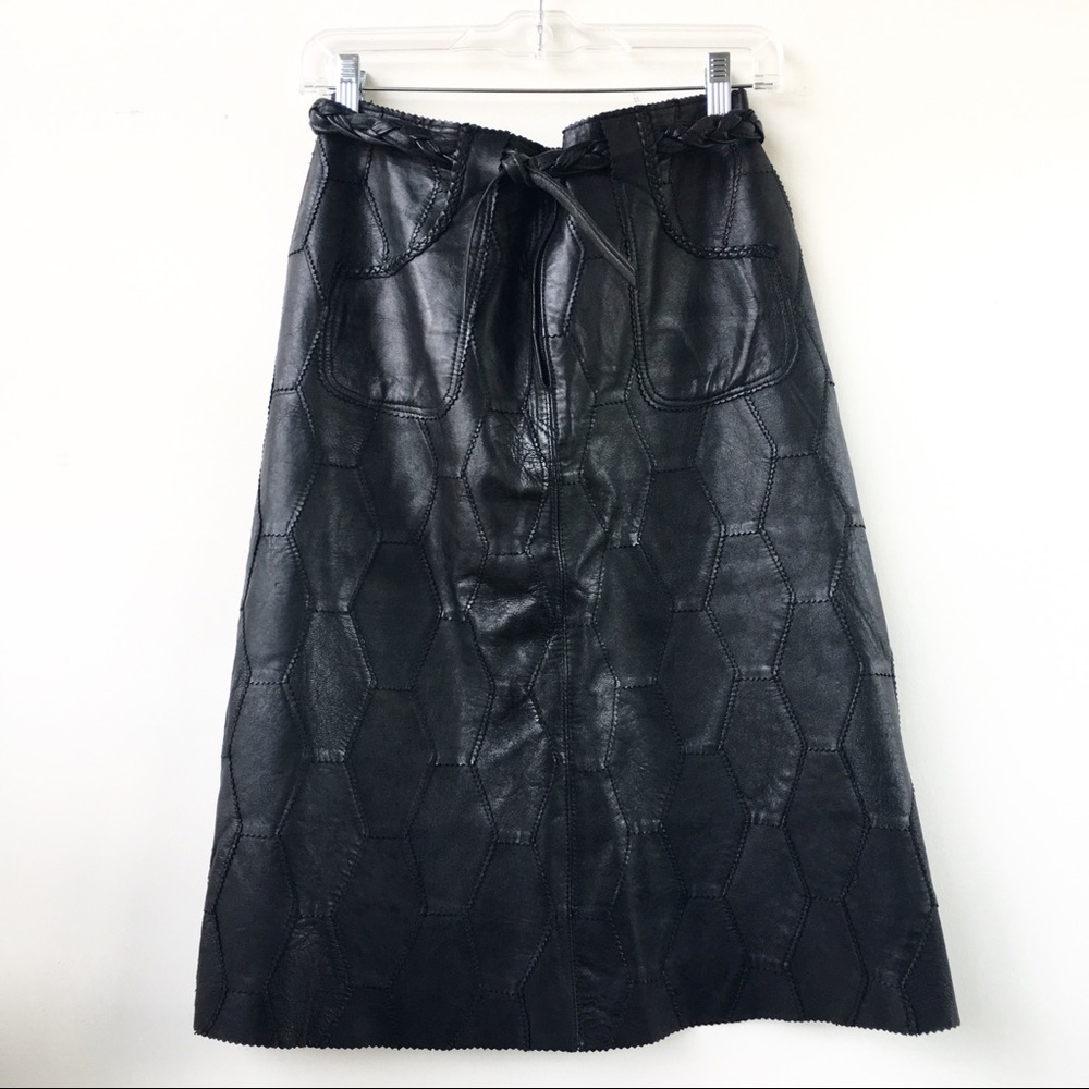 Vintage Leather Patchwork Skirt